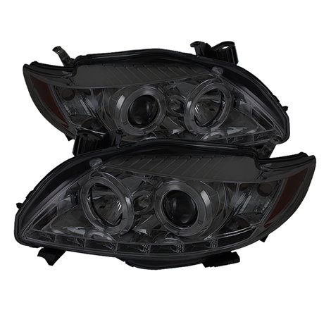 Spyder Toyota Corolla 09-10 Projector Headlights LED Halo DRL Smke High H1 Low H1 PRO-YD-TC09-DRL-SM