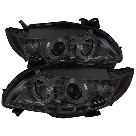 Spyder Toyota Corolla 09-10 Projector Headlights LED Halo DRL Smke High H1 Low H1 PRO-YD-TC09-DRL-SM