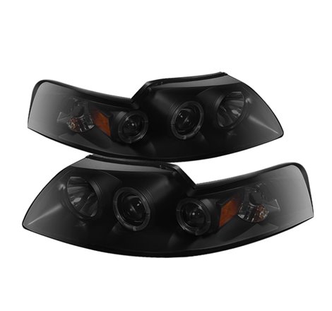 Spyder Ford Mustang 99-04 Projector Headlights LED Halo Blk Smke PRO-YD-FM99-1PC-AM-BSM