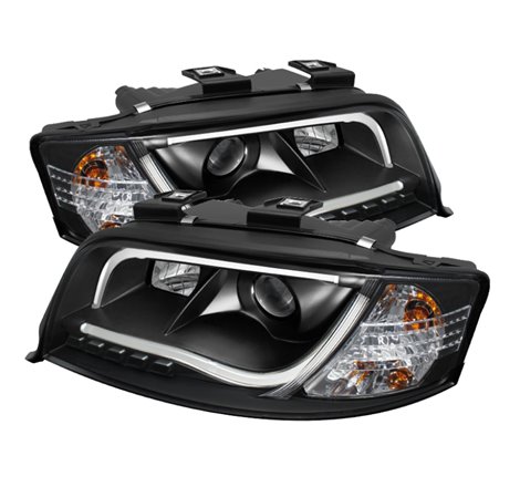 Spyder Audi A6 02-04 Projector Headlights Halogen ModelLight Tube DRL Blk PRO-YD-ADA601-LTDRL-BK