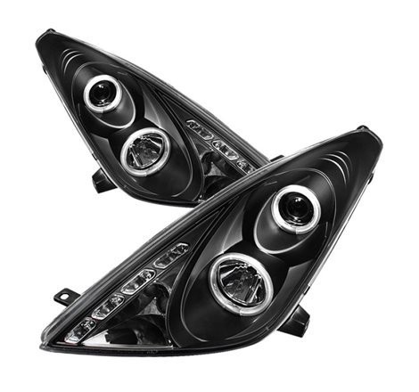 Spyder Toyota Celica 00-05 Projector Headlights LED Halo DRL Blk High H1 Low H1 PRO-YD-TCEL00-LED-BK