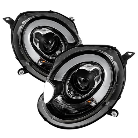 Spyder Mini Cooper 2007-2012 Projector Headlights Halogen Model Only - DRL Black PRO-YD-MC07-DRL-BK