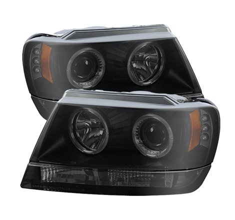 Spyder Jeep Grand Cherokee 99-04 Projector Headlights LED Halo LED Black Smoke PRO-YD-JGC99-HL-BSM