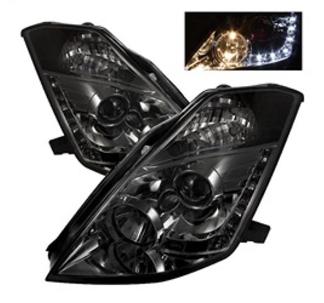 Spyder Nissan 350Z 03-05 Projector Headlights Halogen Model Only - DRL Smoke PRO-YD-N350Z02-DRL-SM