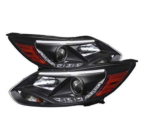 Spyder Ford Focus 12-14 Projector Headlights Halogen Model Only - DRL Black PRO-YD-FF12-DRL-BK