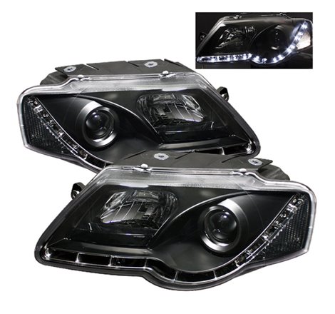 Spyder Volkswagen Passat 06-08 Projector Headlights DRL Black High H1 Low H1 PRO-YD-VP06-DRL-BK