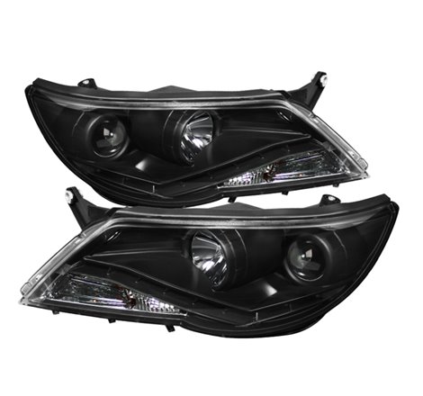 Spyder Volkswagen Tiguan 09-11 Projector Headlights DRL Black High H1 Low H7 PRO-YD-VTIG09-DRL-BK