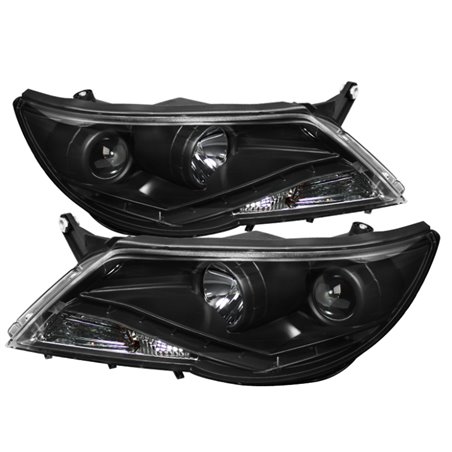 Spyder Volkswagen Tiguan 09-11 Projector Headlights DRL Black High H1 Low H7 PRO-YD-VTIG09-DRL-BK