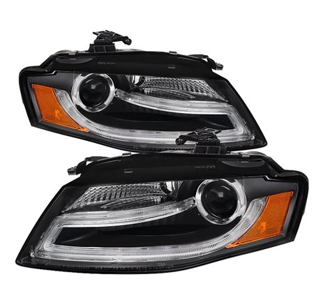 Spyder Audi A4 09-12 Projector Headlights Halogen Model Only - DRL LED Black PRO-YD-AA408-DRL-BK