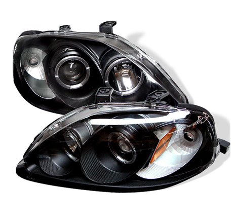 Spyder Honda Civic 99-00 Projector Headlights LED Halo Black High H1 Low H1 PRO-YD-HC99-AM-BK