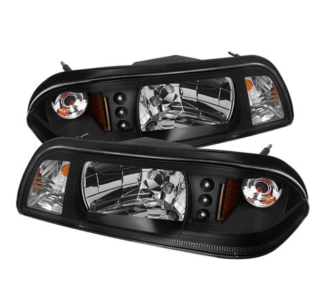 Spyder Ford Mustang 87-93 1PC LED (Replaceable LEDs)Crystal Headlights Black HD-YD-FM87-1PC-LED-BK