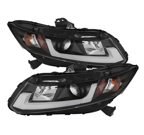 Spyder 12-14 Honda Civic (Excl. 2014 Coupe) Projector Headlights Lgtbr DRL Black PRO-YD-HC12-DRL-BK