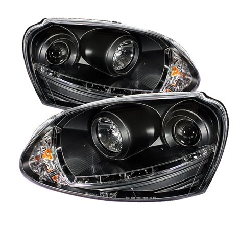 Spyder Volkswagen GTI 06-09/Jetta 06-09 Halogen Model Only - DRL Black PRO-YD-VG06-DRL-BK