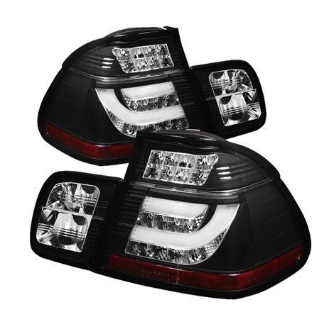 Spyder BMW E46 3-Series 02-05 4Dr Light Bar Style LED Tail Lights Black ALT-YD-BE4602-4D-LBLED-BK