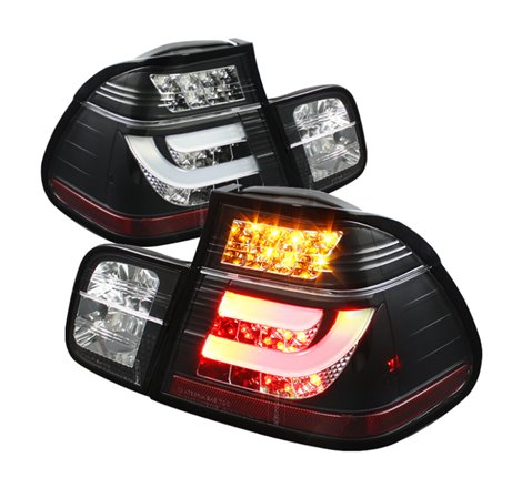 Spyder BMW E46 3-Series 99-01 4Dr Light Bar Style LED Tail Lights Black ALT-YD-BE4699-4D-LBLED-BK