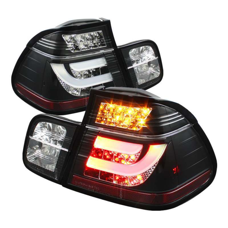 Spyder BMW E46 3-Series 99-01 4Dr Light Bar Style LED Tail Lights Black ALT-YD-BE4699-4D-LBLED-BK