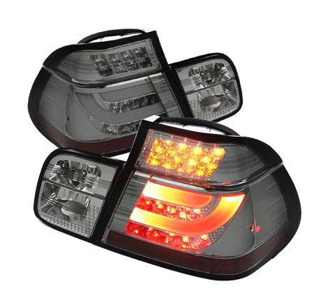 Spyder BMW E46 3-Series 99-01 4Dr Light Bar Style LED Tail Lights Smoke ALT-YD-BE4699-4D-LBLED-SM