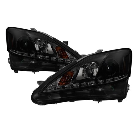 Spyder Lexus IS 250/350 2006-2010 Projector Headlights DRL Black Smoke PRO-YD-LIS06-DRL-BSM