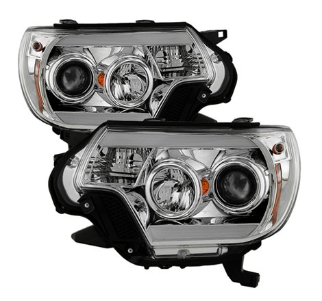 Spyder Toyota Tacoma 12-16 Projector Headlights Light Bar DRL Chrome PRO-YD-TT12-LBDRL-C