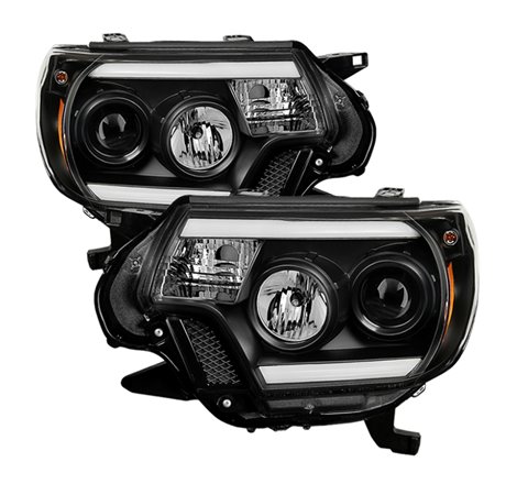 Spyder Toyota Tacoma 12-15 Projector Headlights Light Bar DRL Black PRO-YD-TT12-LBDRL-BK