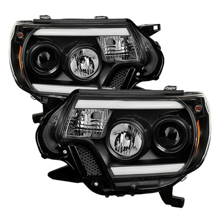 Spyder Toyota Tacoma 12-15 Projector Headlights Light Bar DRL Black PRO-YD-TT12-LBDRL-BK