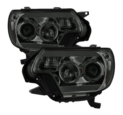 Spyder Toyota Tacoma 12-16 Projector Headlights Light Bar DRL Smoke PRO-YD-TT12-LBDRL-SM