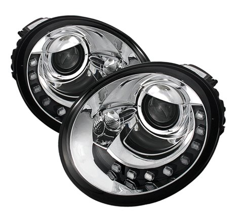 Spyder Volkswagen Beetle 1998-2005 Projector Headlights DRL Chrome PRO-YD-VB98-DRL-C