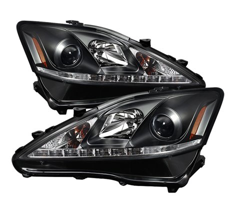 Spyder Lexus IS 250/350 2006-2010 Projector Headlights DRL Black PRO-YD-LIS06-DRL-BK