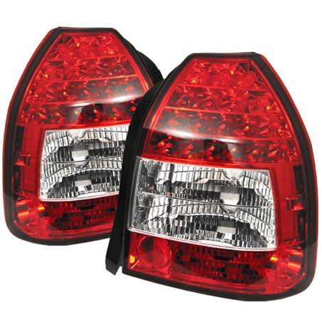 Spyder Honda Civic 96-00 3DR LED Tail Lights Red Clear ALT-YD-HC96-3D-LED-RC