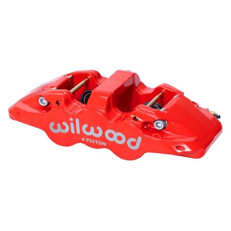 Wilwood Caliper - Aero4-DS Forged Four-Piston Caliper Black 1.12in Piston 1.10in Rotor - Red