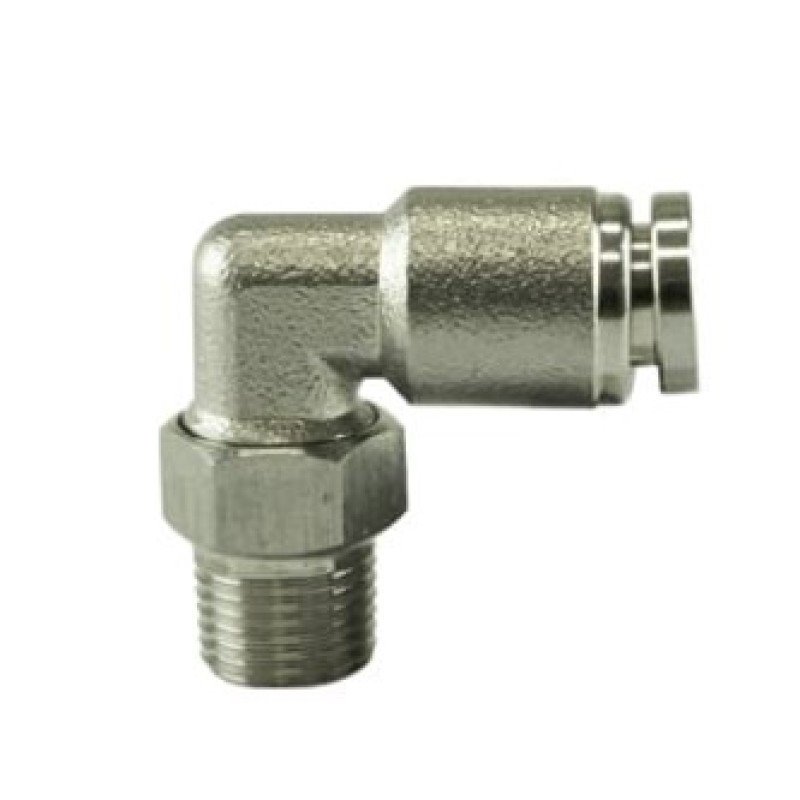 Turbosmart 1/8 NPT to 90 Degree 1/4 pushloc Stainless Steel