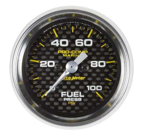 Autometer Marine Carbon Fiber 2-1/16in 100 PSI Digital Stepper Motor Fuel Pressure Gauge