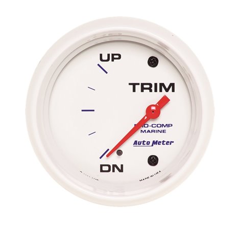 Autometer Marine White Gauge 2-5/8in Electric Trim Level Gauge 0OHM Down - 90OHM Up