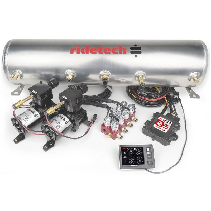 Ridetech RidePro E5 Air Ride Suspension Control System 5 Gallon Dual Compressor 1/4in Valves