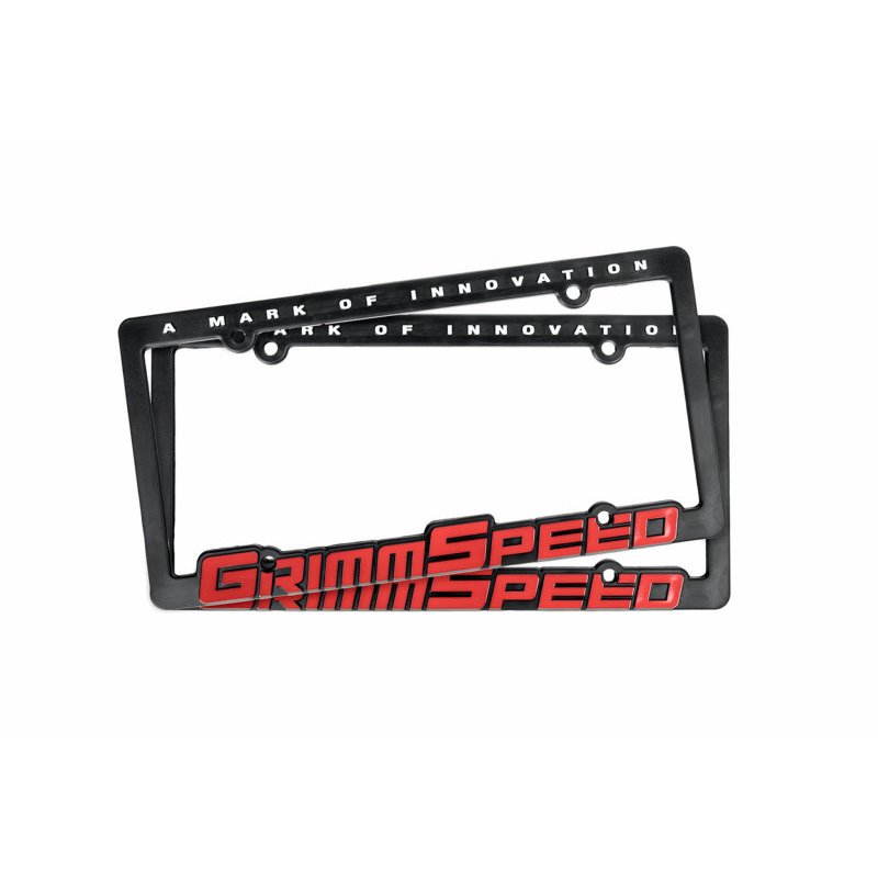 GrimmSpeed License Plate Frame - GrimmSpeed Red Text (Pair)