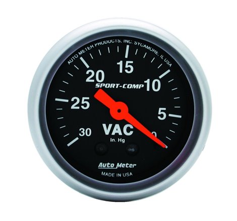 Autometer Sport-Comp 2-1/16in. 30 IN HG Mechanical Vacuum Gauge