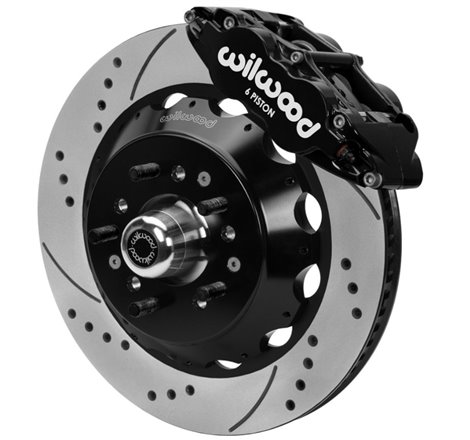 Wilwood 70-81 FBody/75-79 A&XBody FNSL6R Frt BBK 14in D/S Rtr Blk Calipers Use w/ Pro Drop Spindle