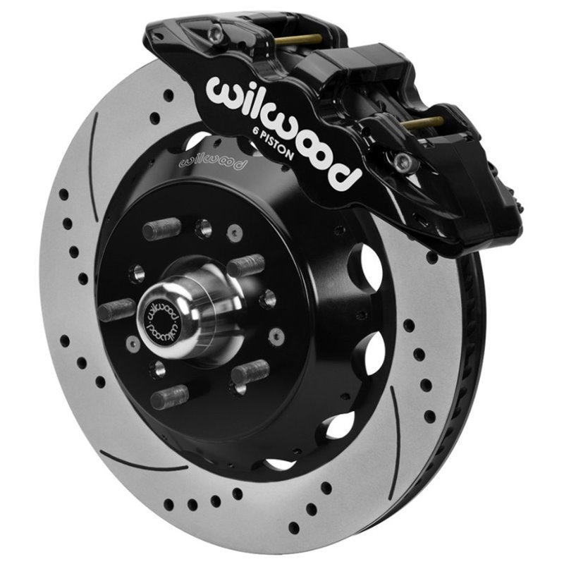 Wilwood 70-81 FBody/75-79 A&XBody AERO6 Frt BBK 14in D/S Rtr Blk Calipers Use w/ Pro Drop Spindle