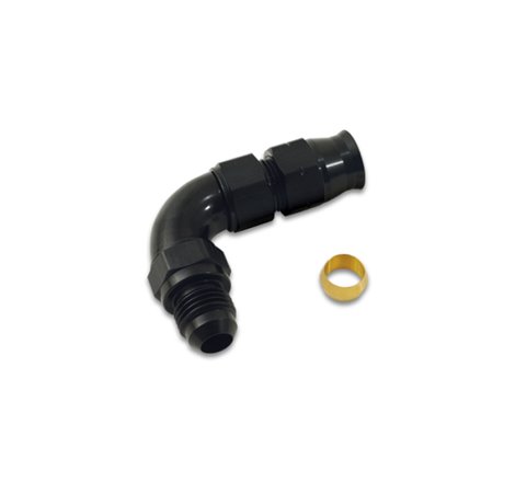 Vibrant 90 Degree 1/2in Tube to Male -8AN Flare Adapter w/ Olive Inserts