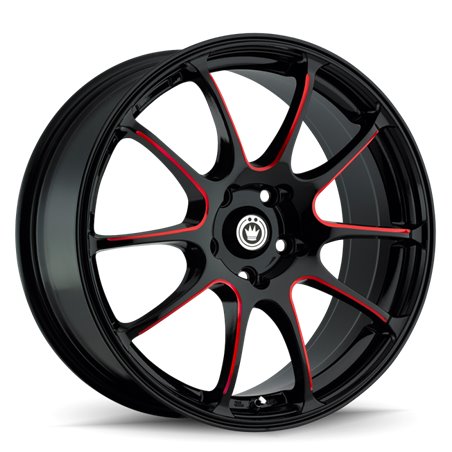 Konig Illusion 17x7 5x100 ET40 Black/Ball Cut Red