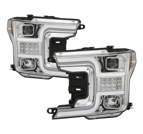 Spyder Signature Ford F150 18-19 (Halogen Model) Proj. Headlights - Chrome (PRO-YD-FF15018-LBSEQ-C)