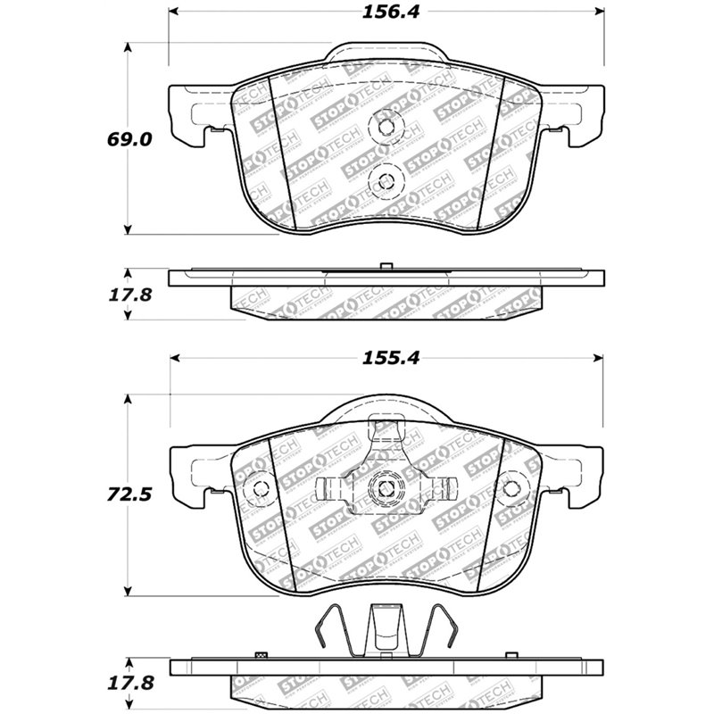 StopTech Street Select Brake Pads w/ Hardware Front - 01-09 Volvo S60