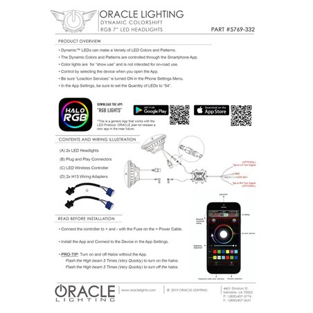 Oracle 7in High Powered LED Headlights - Black Bezel - Dynamic - Dynamic