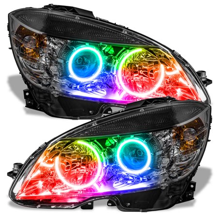 Oracle 08-11 Mercedes Benz C-Class Pre-Assembled Headlights - Chrome Housing - ColorSHIFT