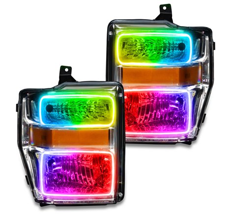 Oracle 08-10 Ford F250/350 Pre-Assembled Halo Headlights- Chrome Housing - ColorSHIFT w/o Controller