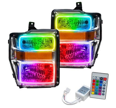 Oracle 08-10 Ford F250 Pre-Assembled Halo Headlights Chrome Housing- ColorSHIFT w/Simple Controller