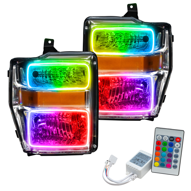 Oracle 08-10 Ford F250 Pre-Assembled Halo Headlights Chrome Housing- ColorSHIFT w/Simple Controller