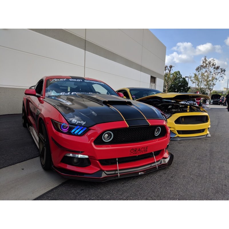 Oracle 15-17 Ford Mustang Dynamic RGB+A Pre-Assembled Headlights - Black Edition - ColorSHIFT