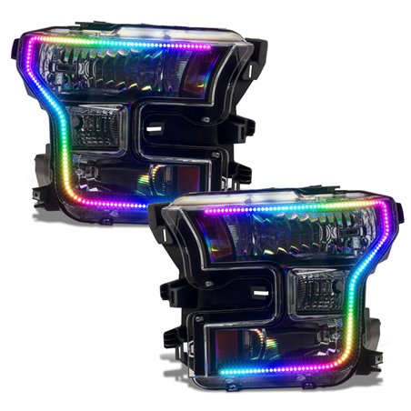 Oracle 15-17 Ford F-150 Dynamic RGB+A Pre-Assembled Headlights Halogen - Black Edition - ColorSHIFT