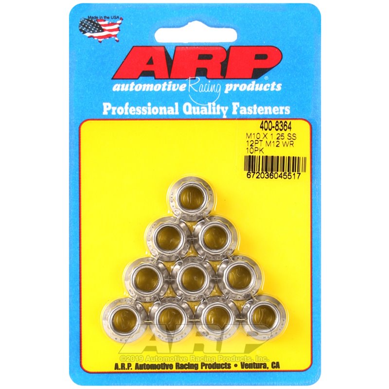 ARP M10 x 1.25 SS 12pt Nut Kit (10/pkg)